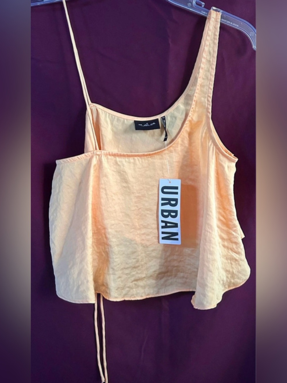 Urban Outfitters Peach Cropped Linen-Blend Cami